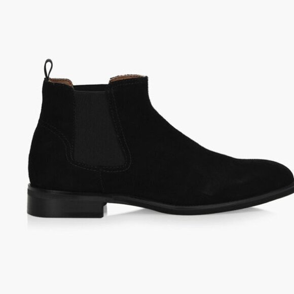 Browns Vandam Suede Leather Black Pull On Chelsea Ankle Boots